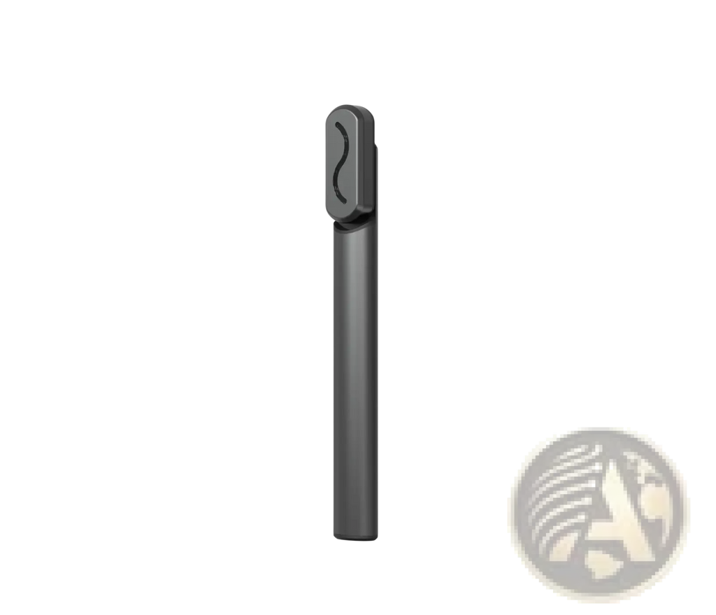 Black matte-finish vape pen with sleek minimalist design and curved logo for metallic electric eye beauty wand