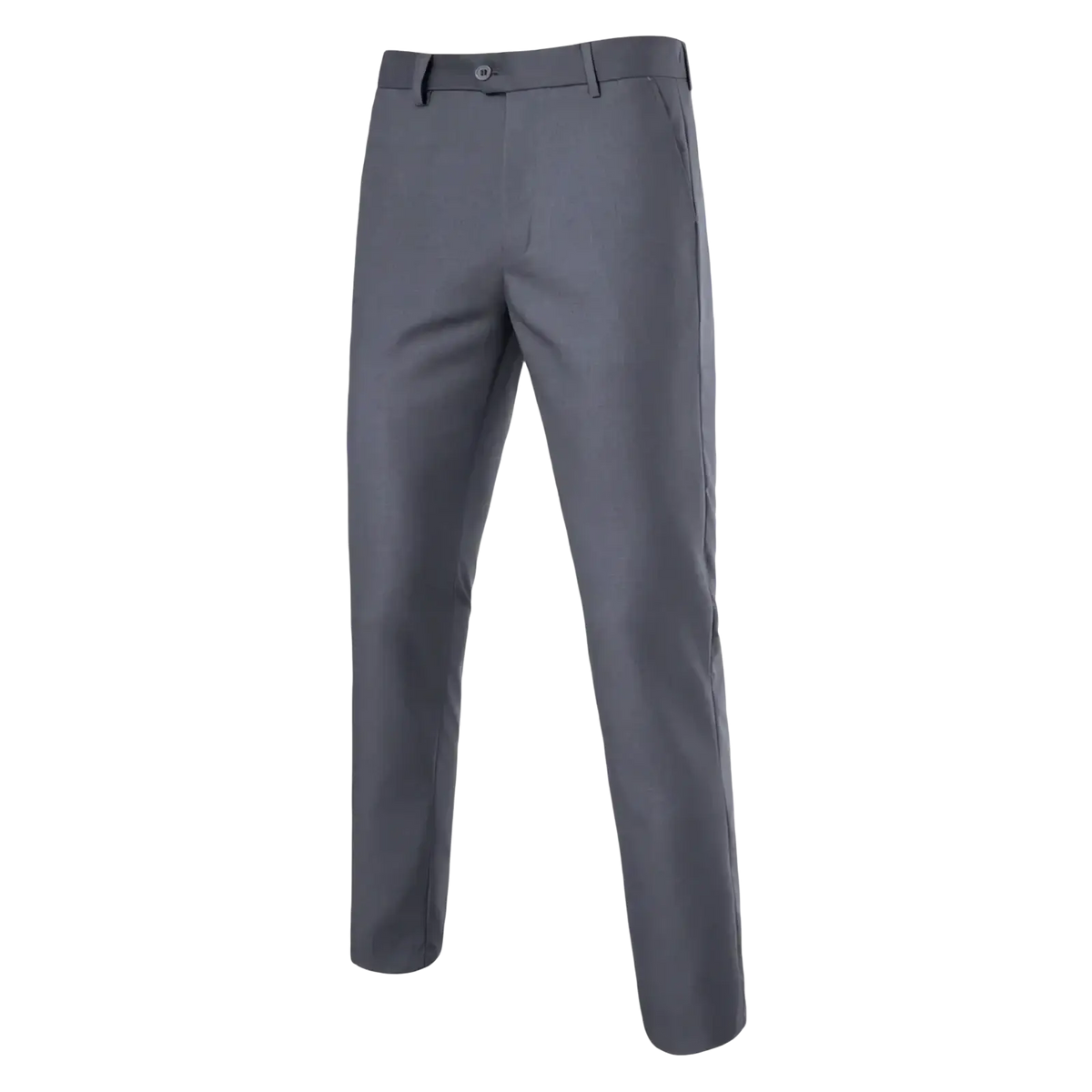 Gray slim fit dress pants for men with wrinkle free fabric and subtle creases for business wear