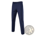 Navy blue slim fit dress pants for men with wrinkle free fabric and subtle side seam detailing for business wear