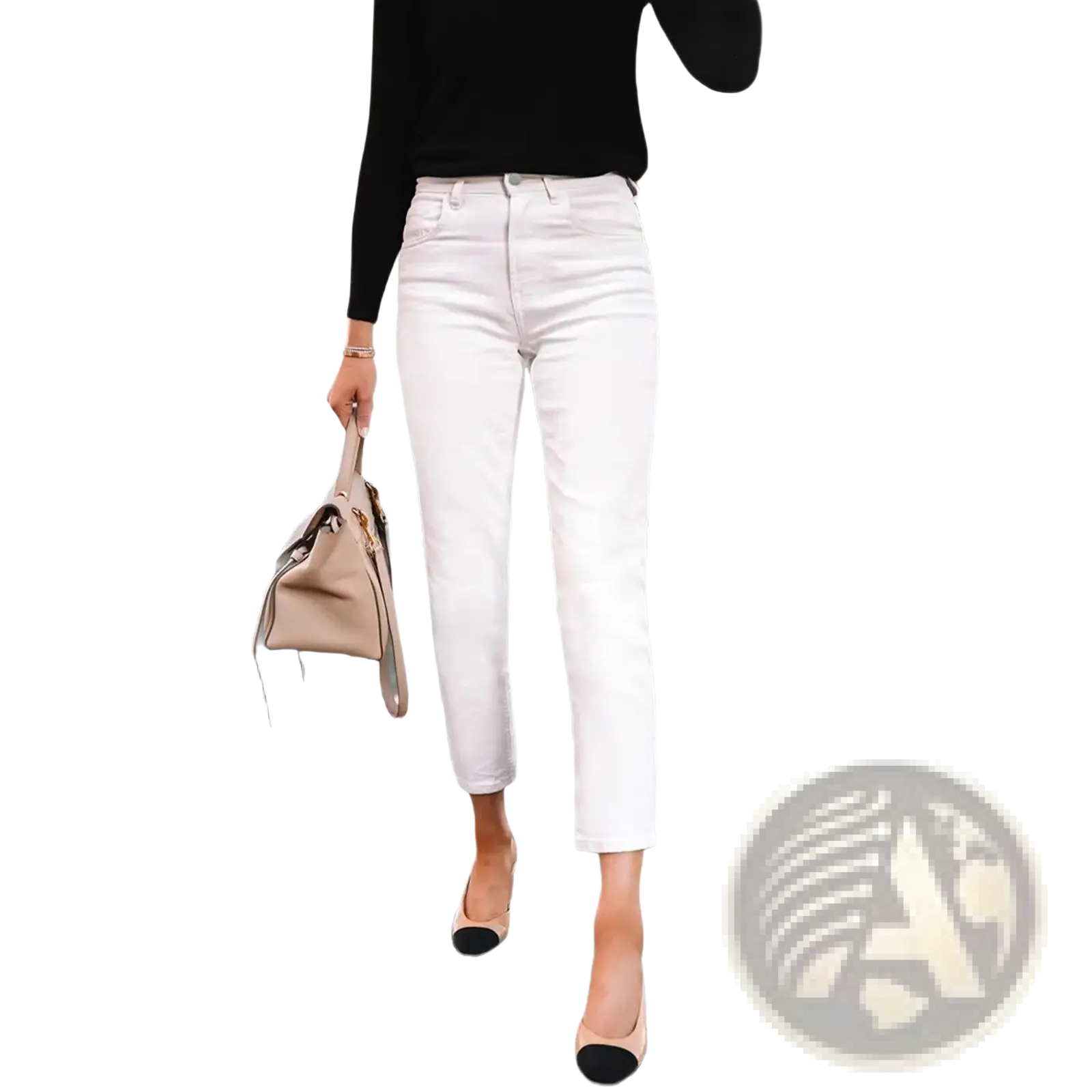 Slim fit straight trousers in white high-waisted cropped jeans with a sleek straight-leg cut for stylish wear