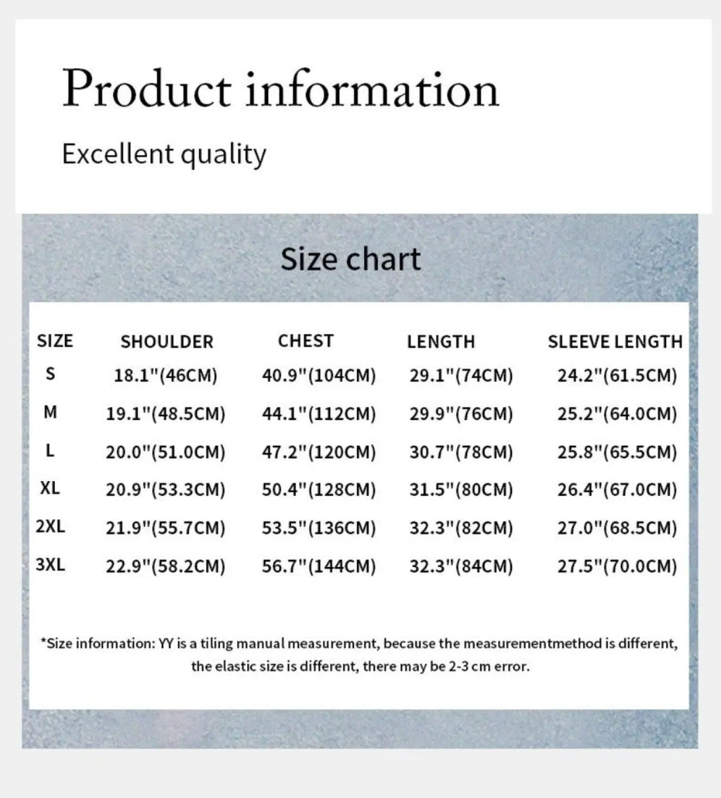 Product information label showing size chart in inches and centimeters for slim fit wrinkle resistant contrast trim dress shirt