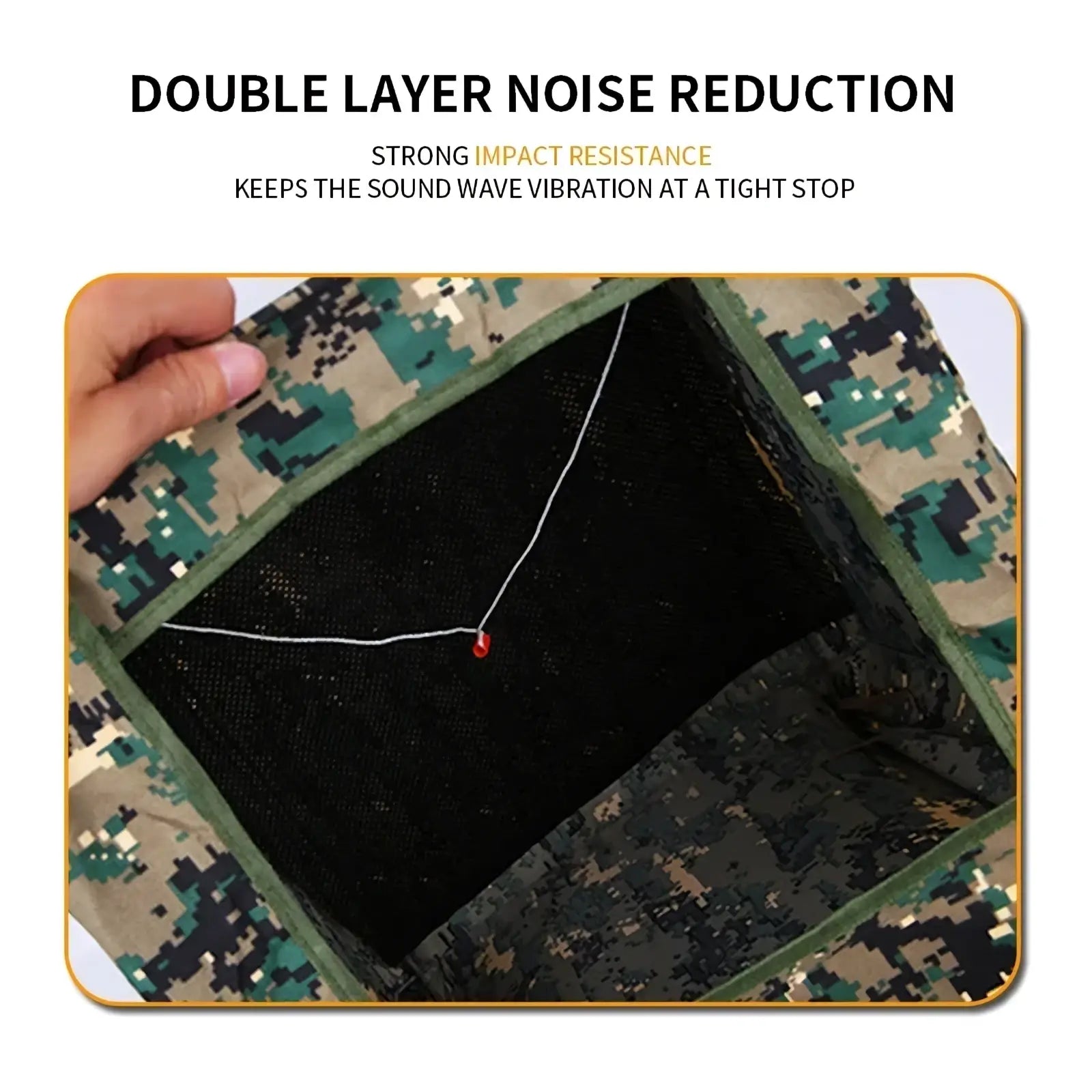 Slingshot target box camouflage 40cm featuring a camouflage-patterned fishing net with black mesh interior and green trim