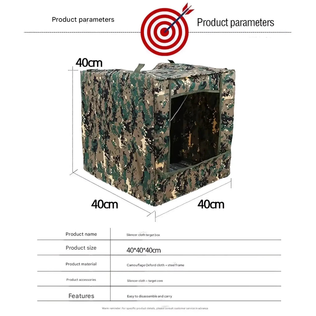 Slingshot target box camouflage 40cm square with steel frame and camouflage pattern for durable outdoor use
