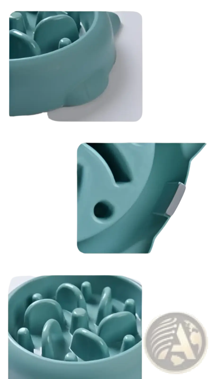 Teal silicone slow feeder dog bowl with textured ridged interior for anti gulping and improved pet feeding