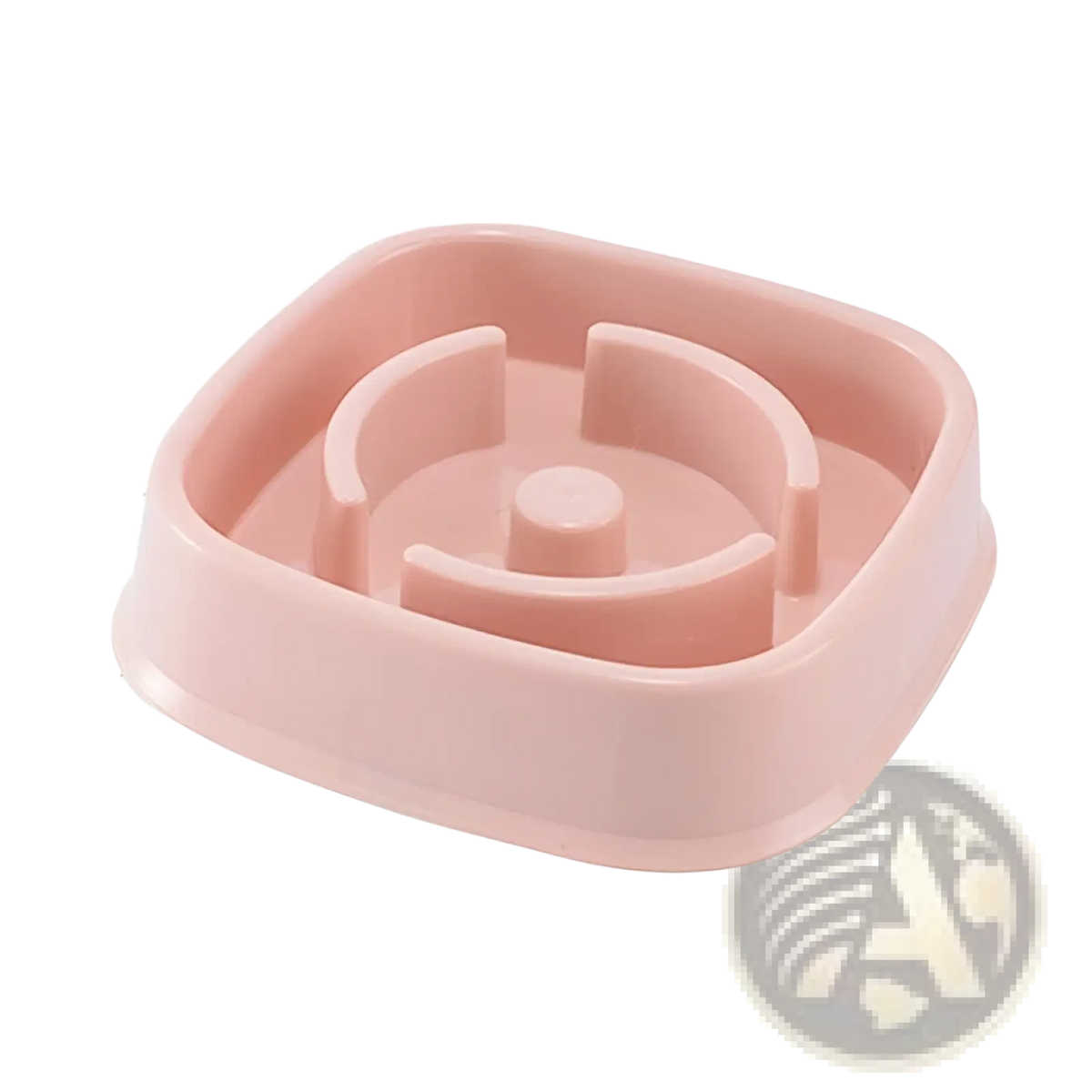 Pink plastic slow feeder dog bowl with maze-like design for anti choke pet feeding