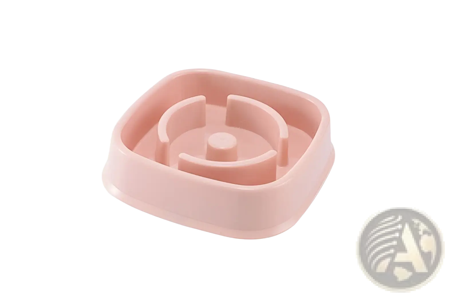 Pink plastic slow feeder dog bowl with spiral maze design for anti choke pet feeding and slow eating