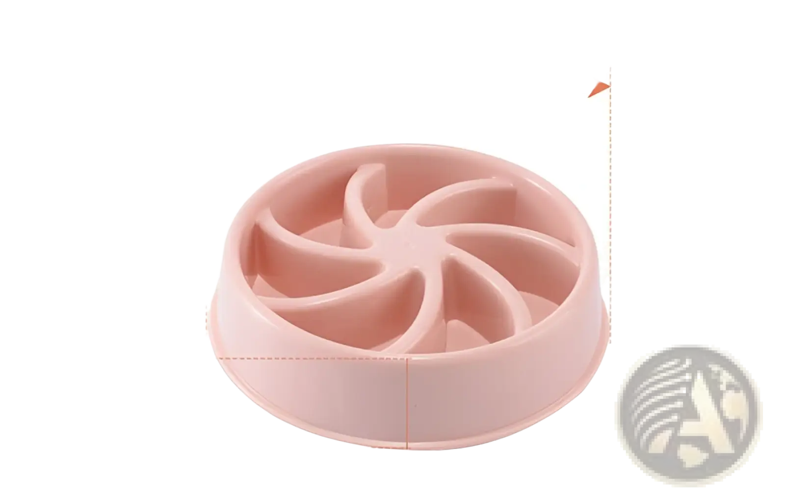 Pink plastic slow feeder dog bowl with circular fan-like design and multiple compartments for anti choke feeding