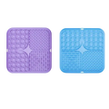 Purple and blue slow feeder pet lick silicone mats with honeycomb texture for dog training and feeding