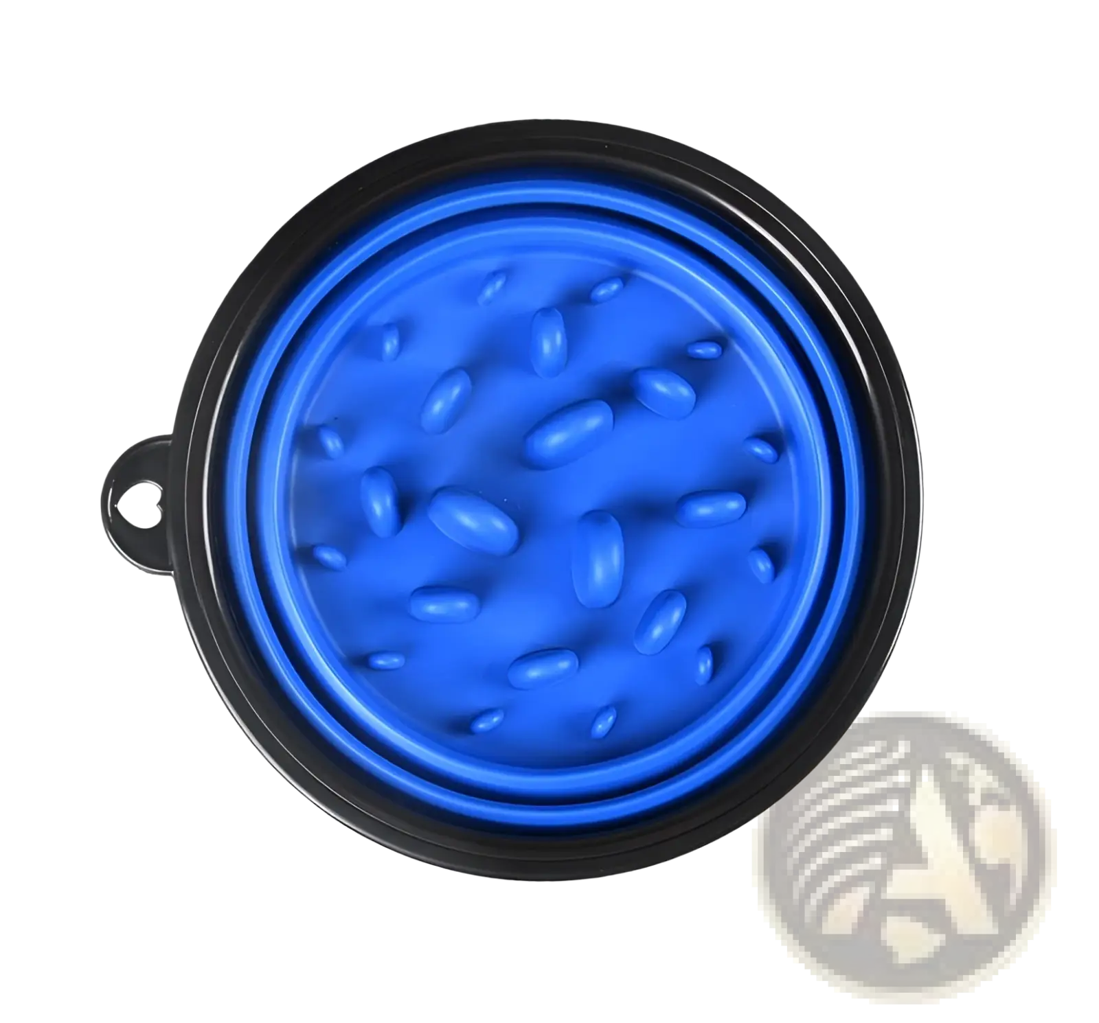 Blue silicone collapsible pet bowl with black rim and textured surface from Slow Food Pet Bowl Collapsible Silicone 4 Pack
