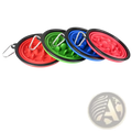 Colorful silicone collapsible pet bowls with black rims and metal carabiners slow food pet bowl collapsible 4 pack