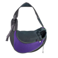 Small pet mesh carrier sling bag in purple and gray mesh with adjustable shoulder strap for small pets