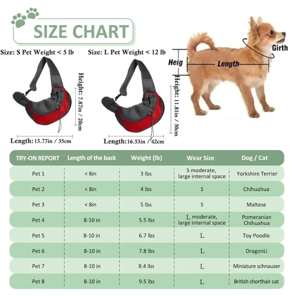 Red and black mesh small pet carrier sling bag with adjustable straps for comfortable carrying of small pets