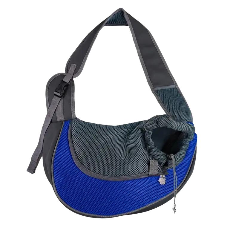 Blue and gray mesh small pets carrier backpack with adjustable shoulder strap for travel use
