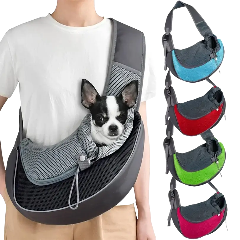 Gray mesh small pets carrier backpack with adjustable shoulder strap and drawstring closure for travel use