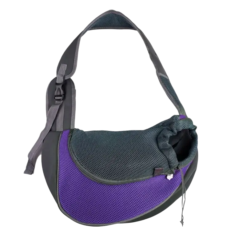 Purple and gray mesh small pets carrier backpack with adjustable shoulder strap for travel