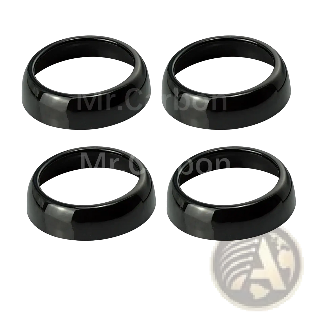 Black glossy carbon fiber wheel trims for Smart 453 fortwo forfour in the smart 453 black interior exterior trim kit