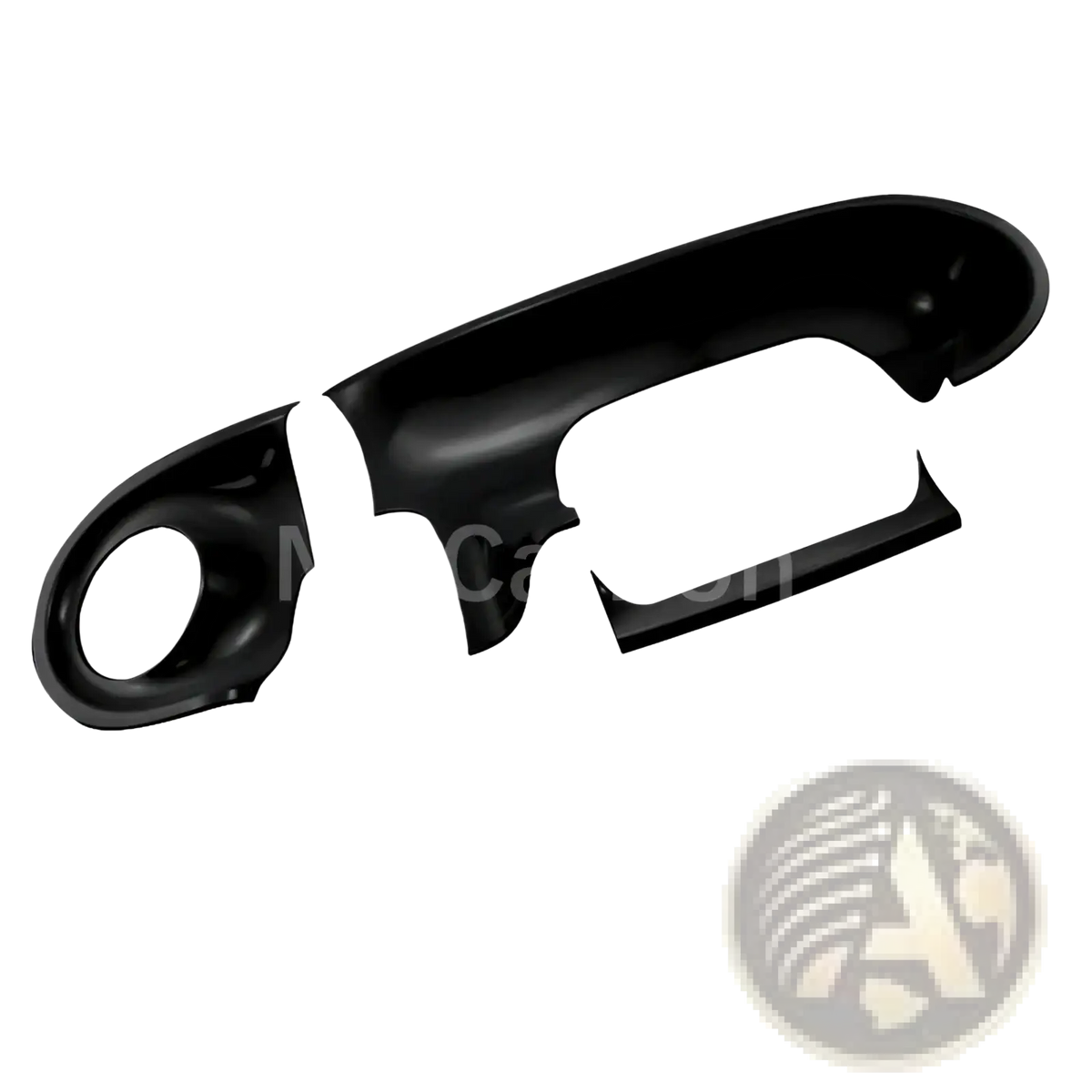 Black plastic door handle cover for smart 453 fortwo forfour in a black interior exterior trim kit