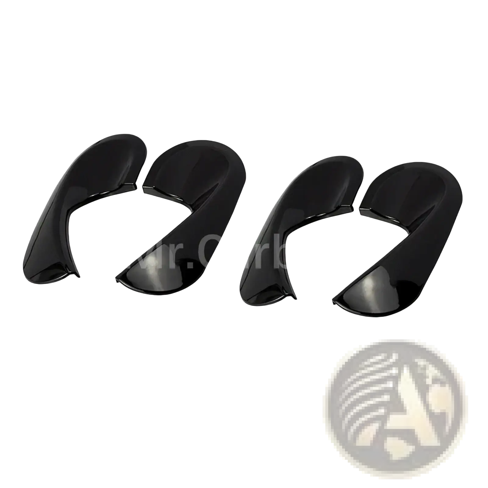 Black glossy door handle covers for smart 453 forfour from the black interior exterior trim kit shown from the back side