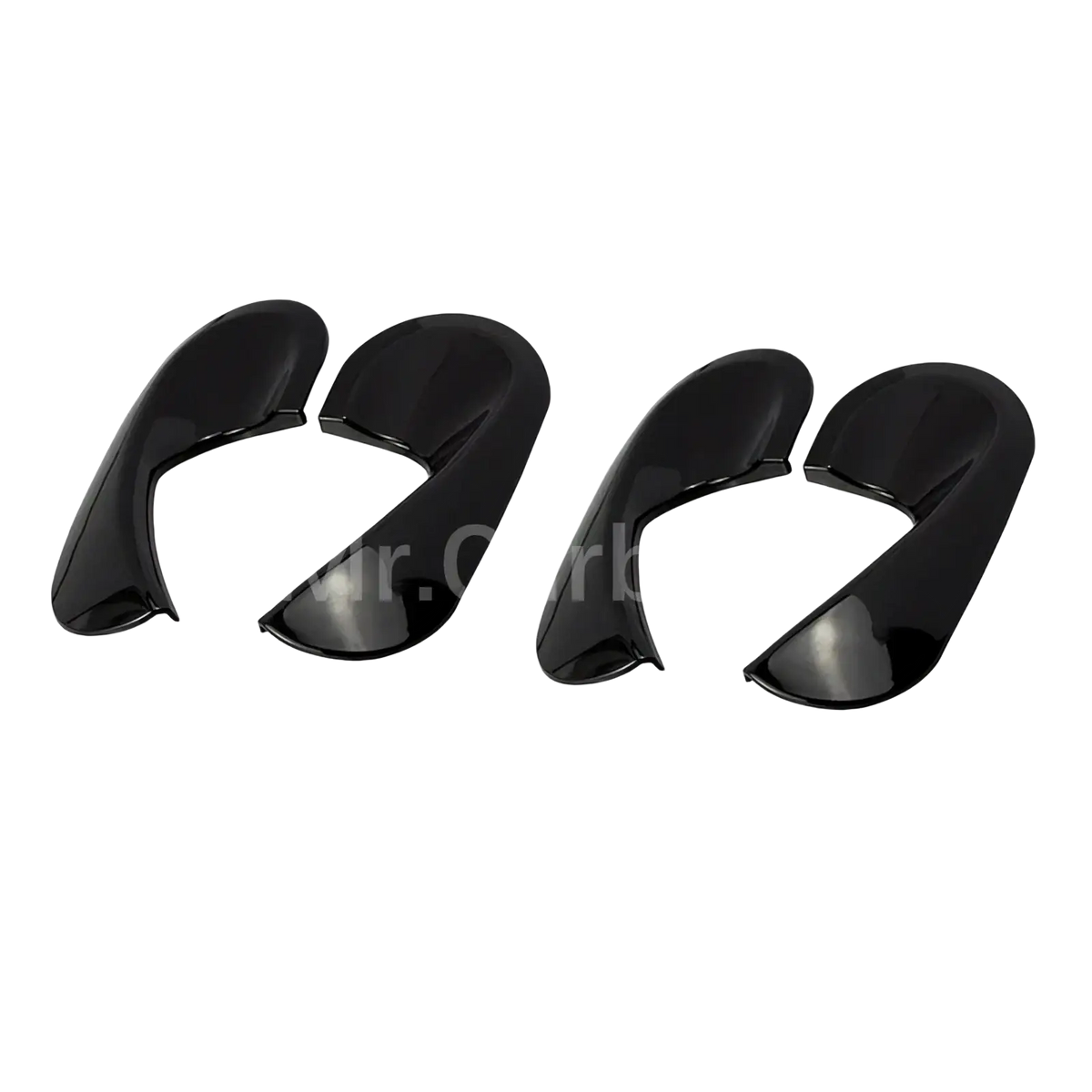 Black glossy door handle covers for smart 453 forfour from the black interior exterior trim kit shown from the back side