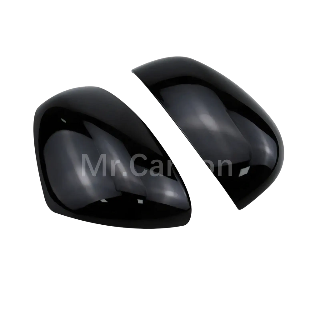 Black glossy side mirror covers for smart 453 fortwo forfour from the black interior exterior trim kit shown from the back side