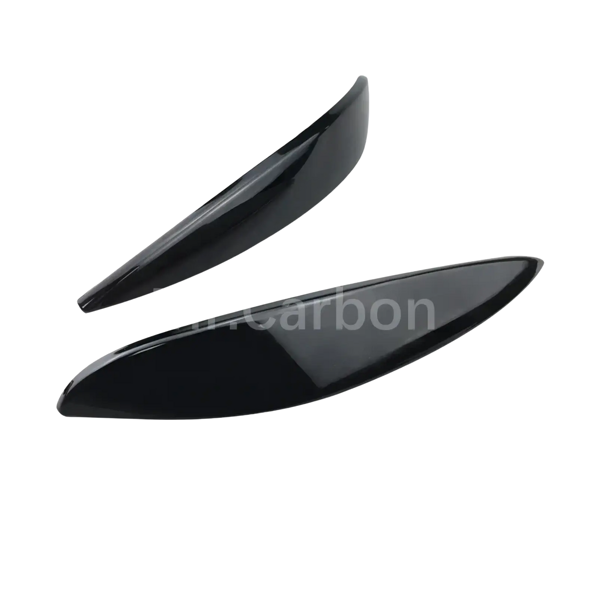 Black glossy plastic side mirror covers for smart 453 fortwo forfour shown from the back side in interior exterior trim kit
