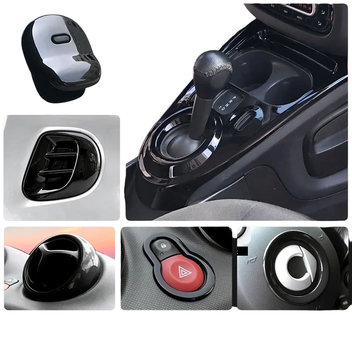 Black glossy plastic interior trim accessories for smart 453 enhancing the car interior with sleek finish