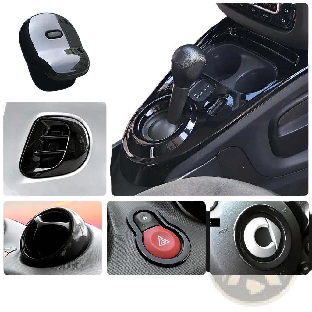 Black glossy plastic interior trim accessories for smart 453 enhancing the car interior with sleek finish