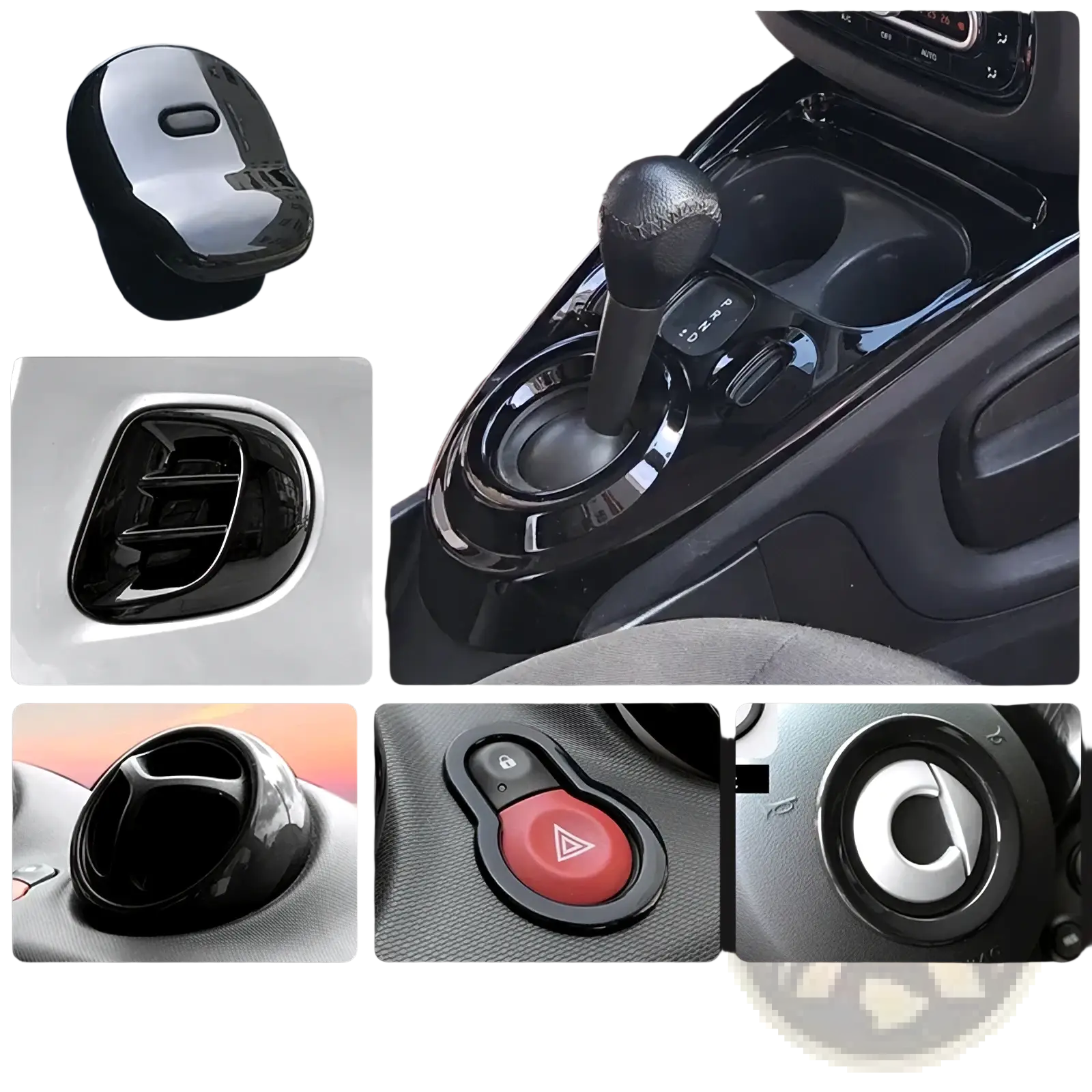 Black glossy plastic interior trim accessories for smart 453 enhancing the car interior with sleek finish