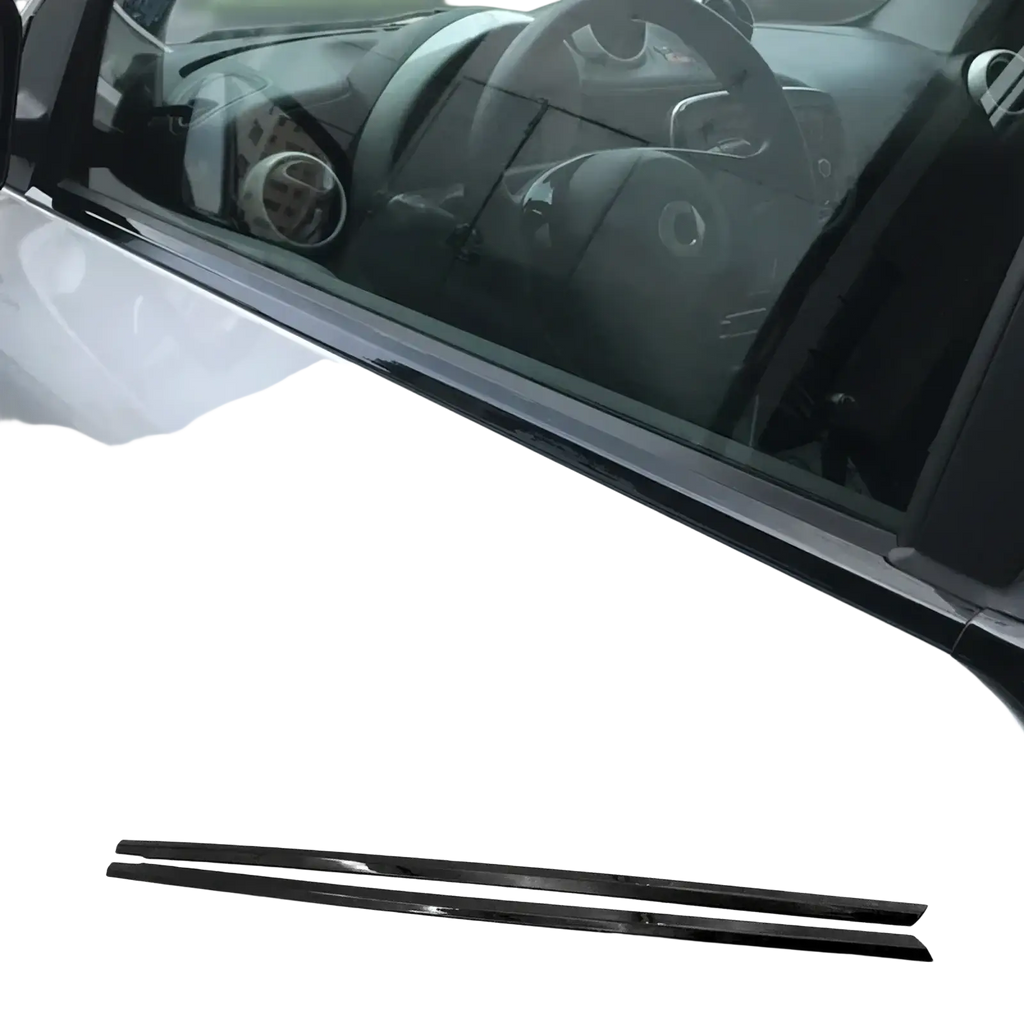 Black glossy window trim strips for car doors from the smart 453 black interior exterior trim kit