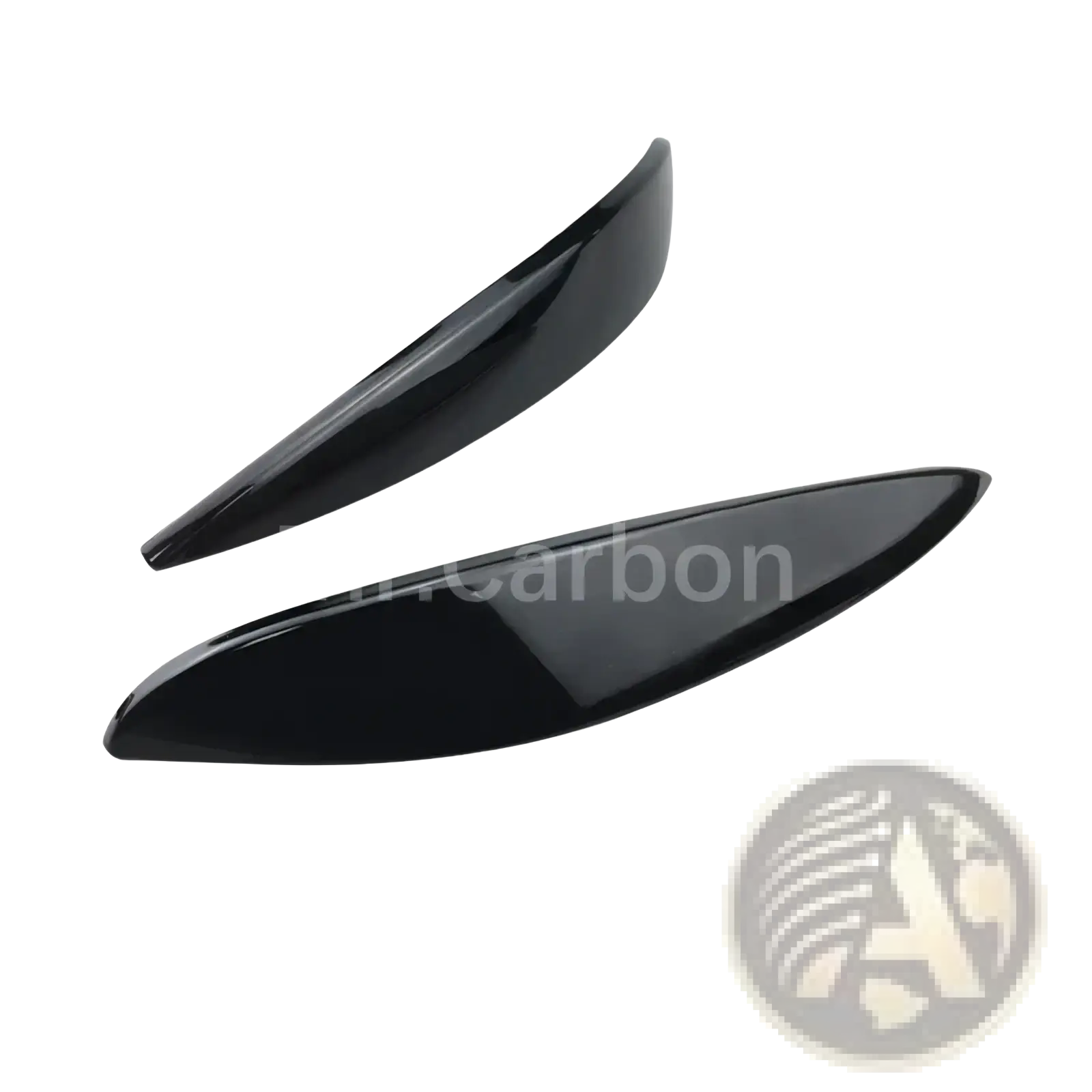 Black glossy plastic side mirror covers for smart 453 fortwo forfour shown from the back side in interior exterior trim kit