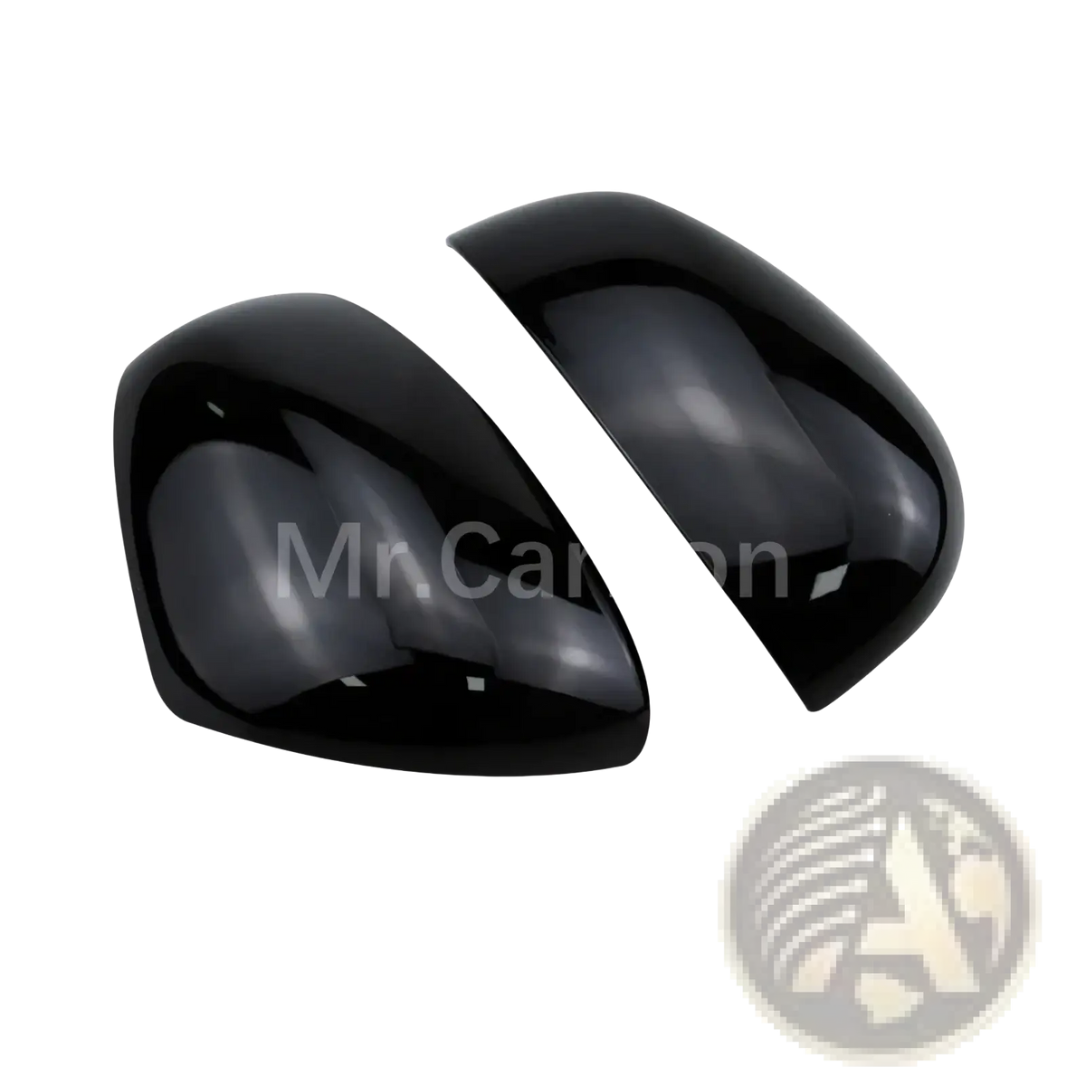 Black glossy side mirror covers for smart 453 fortwo forfour from the black interior exterior trim kit shown from the back side