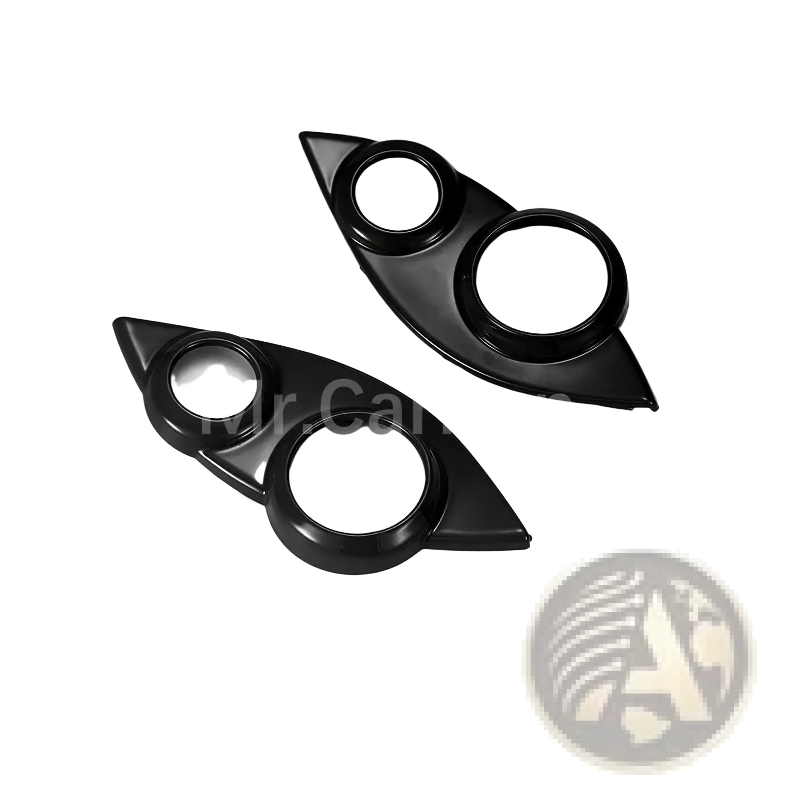 Smart 453 black interior exterior trim kit glossy black plastic dashboard trim pieces with two circular cutouts each