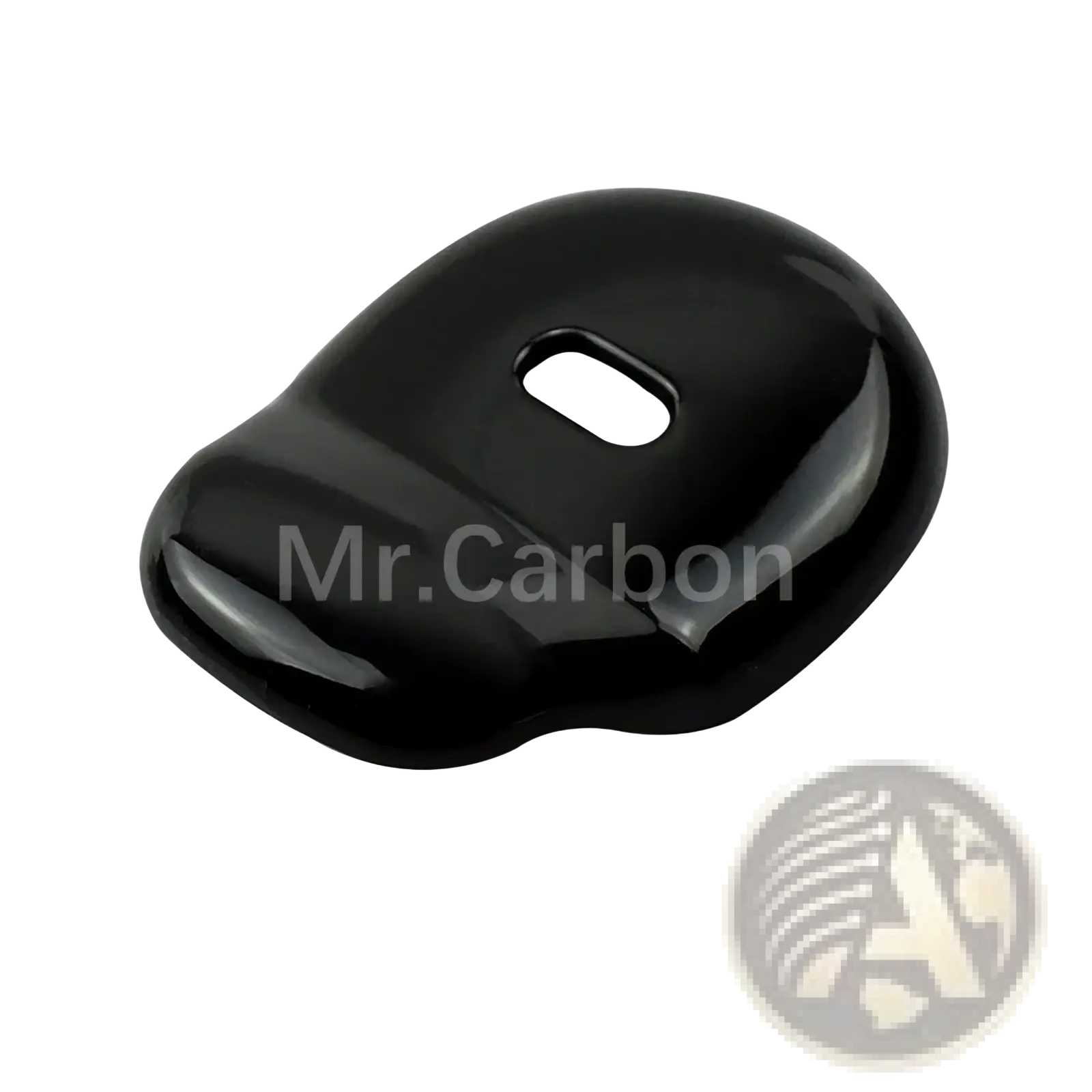 Smart 453 black interior exterior trim kit featuring a black glossy plastic mouthguard with a smooth oval cutout design