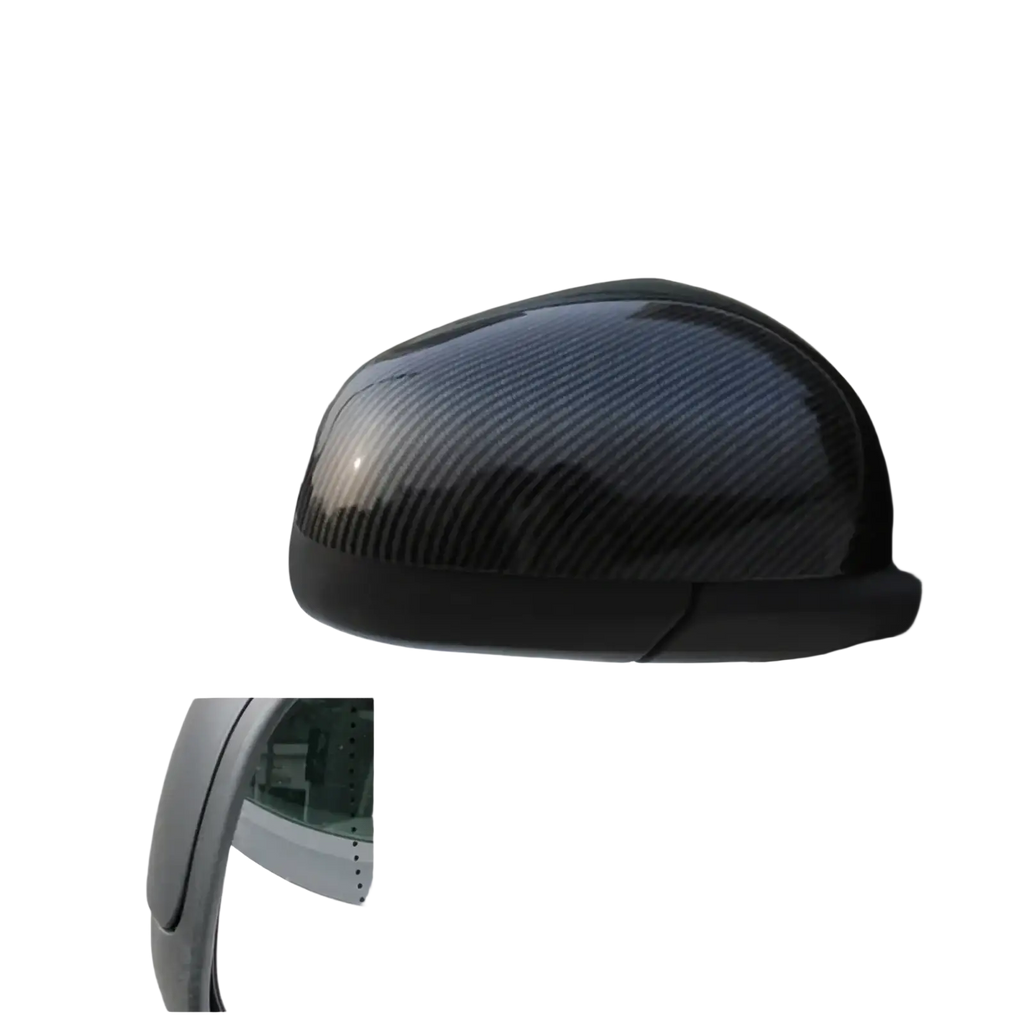 Black carbon fiber textured side mirror cover for smart 453 with durable lightweight material and sleek design