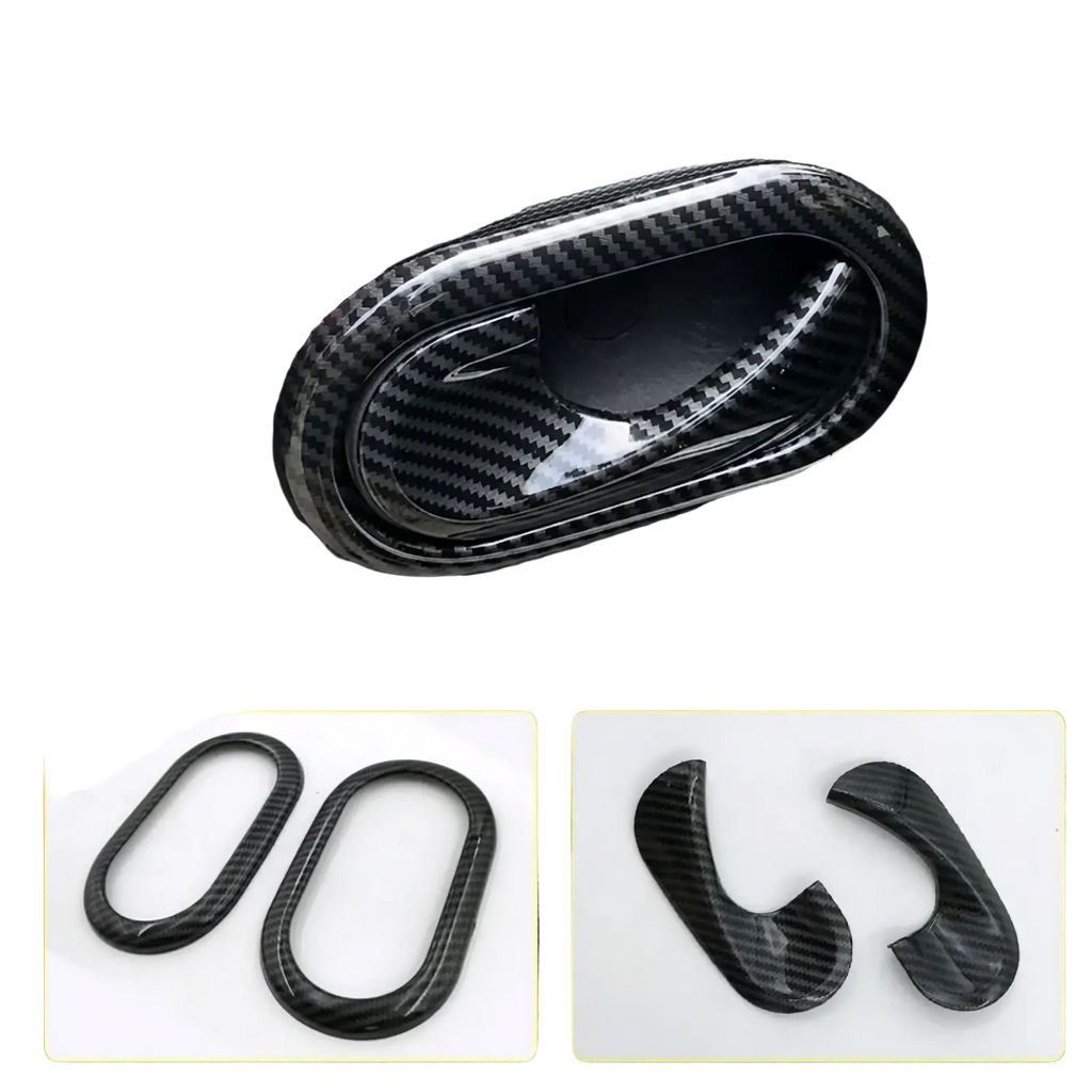 Black carbon fiber textured door handle trim cover for smart 453 air vent trim kit enhancing interior style