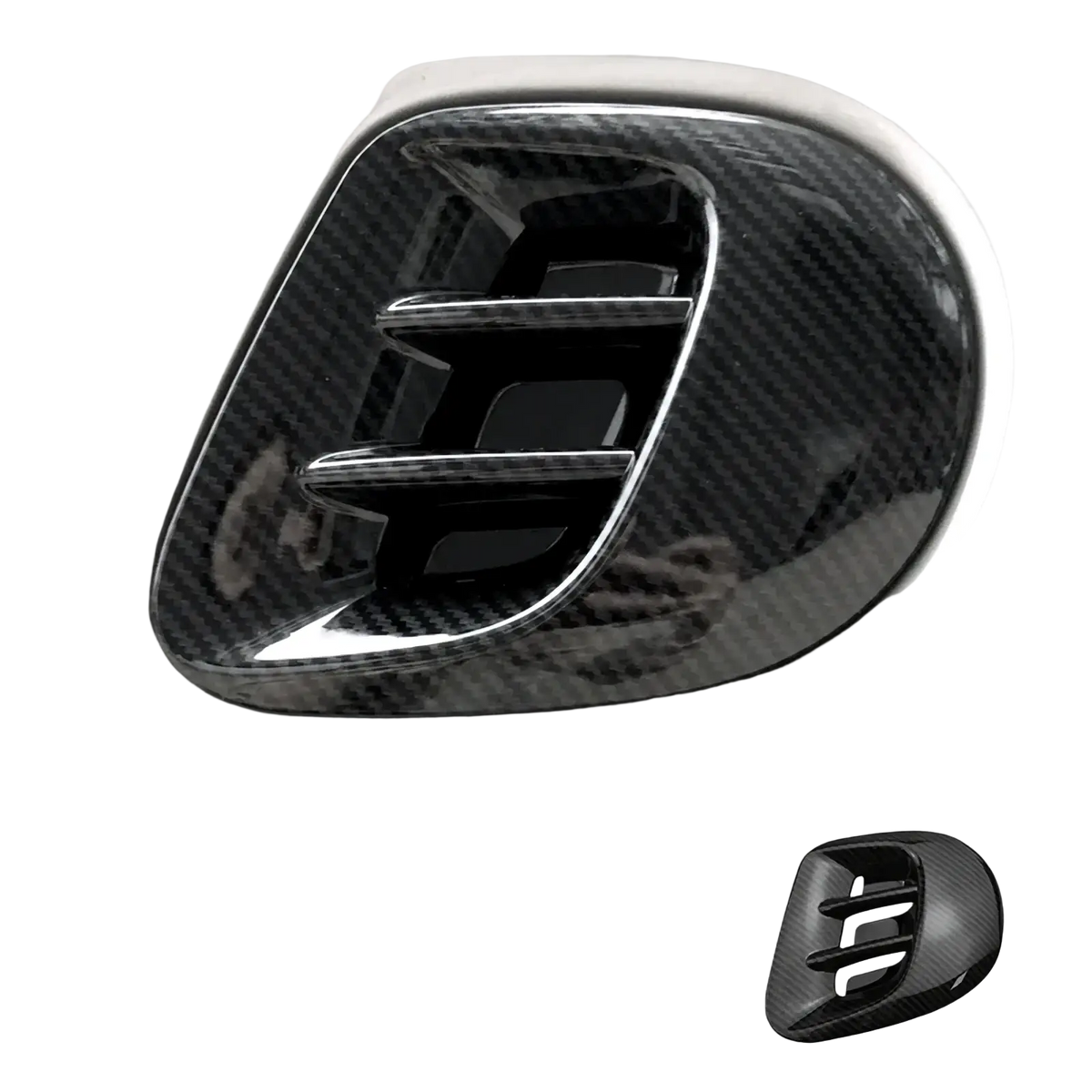 Black carbon fiber air vent trim kit for smart 453 fortwo designed to enhance interior styling and durability