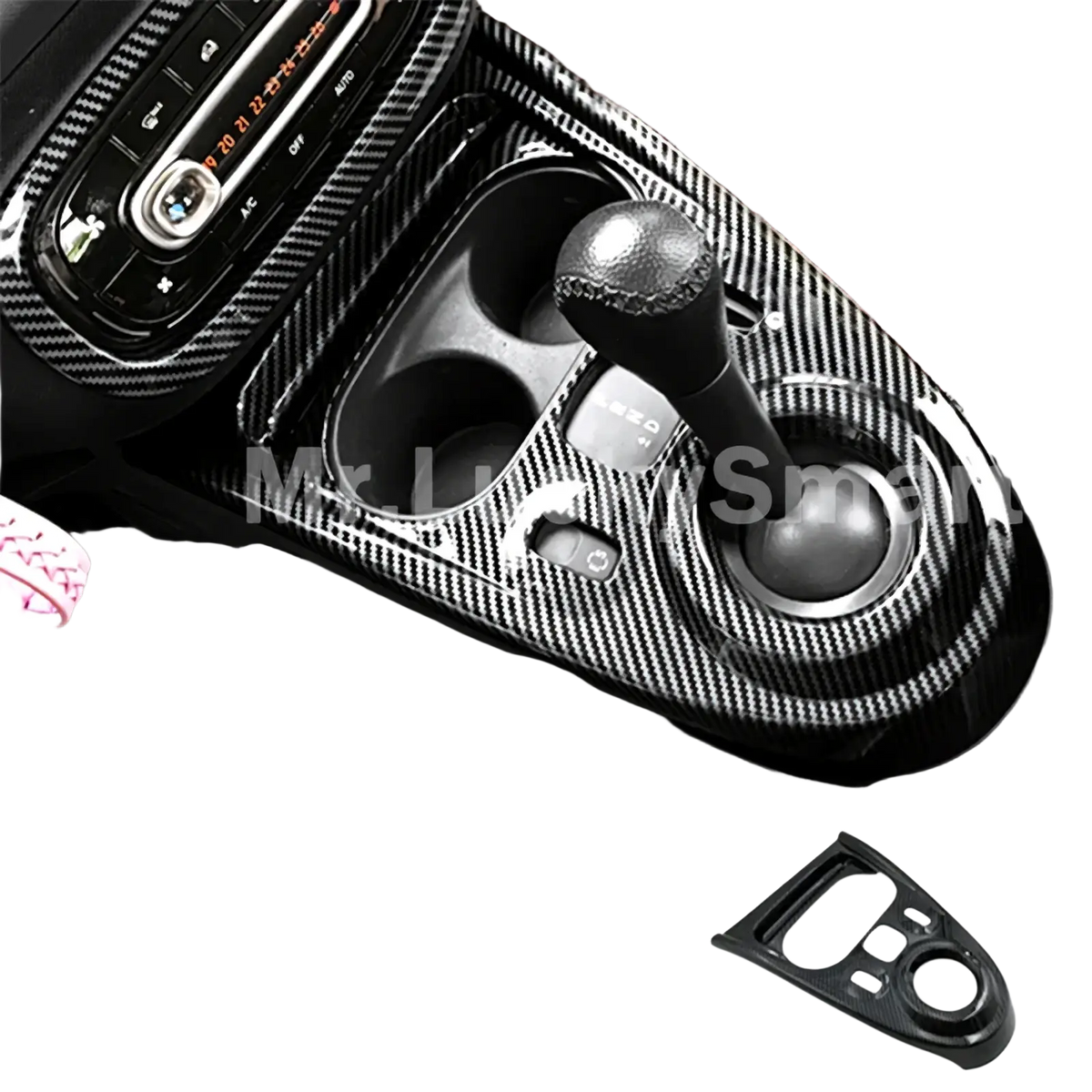 Black carbon fiber air vent trim kit for smart 453 fortwo and forfour center console cover