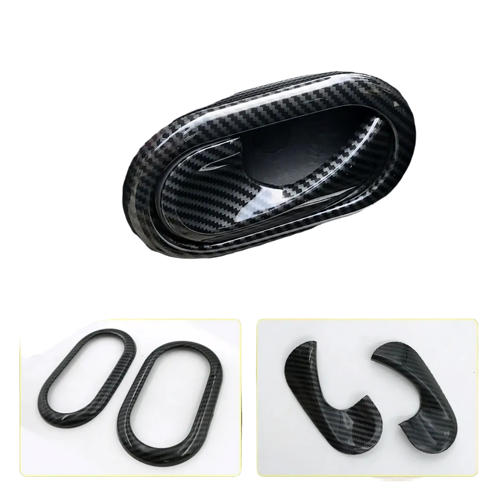 Black carbon fiber textured door handle trim cover for smart 453 air vent trim kit enhancing interior style