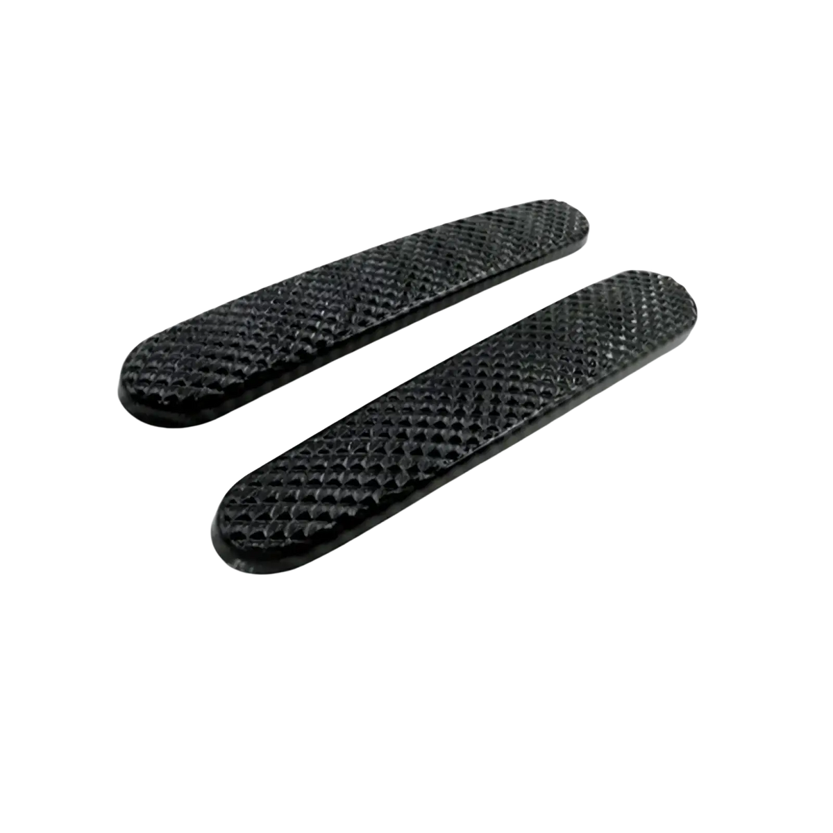 Black textured grip pads for smart 453 fortwo made of carbon fiber for air vent trim kit use, back side shown