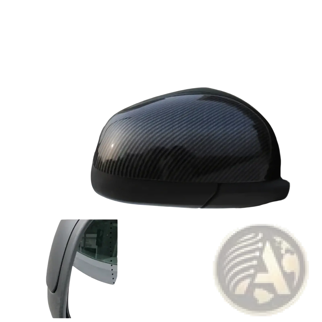 Black carbon fiber textured side mirror cover for smart 453 with durable lightweight material and sleek design