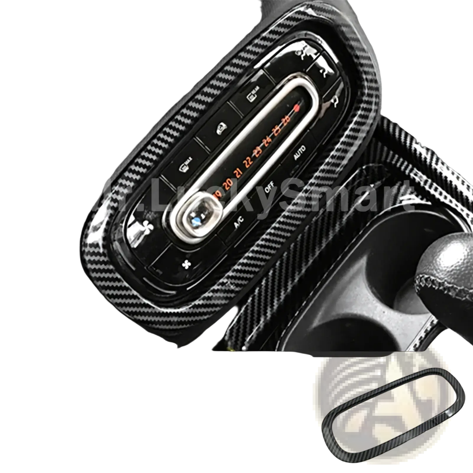 Carbon fiber air vent trim kit in black for smart 453 fortwo forfour climate control panel ring