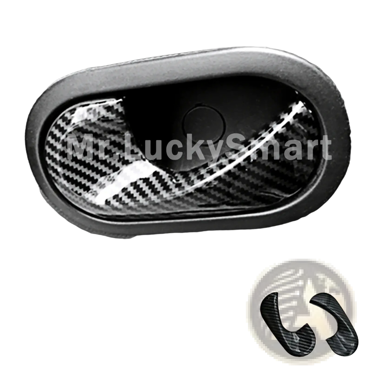 Carbon-fiber-style door handle trim in black for smart 453 fortwo featuring sleek lightweight design