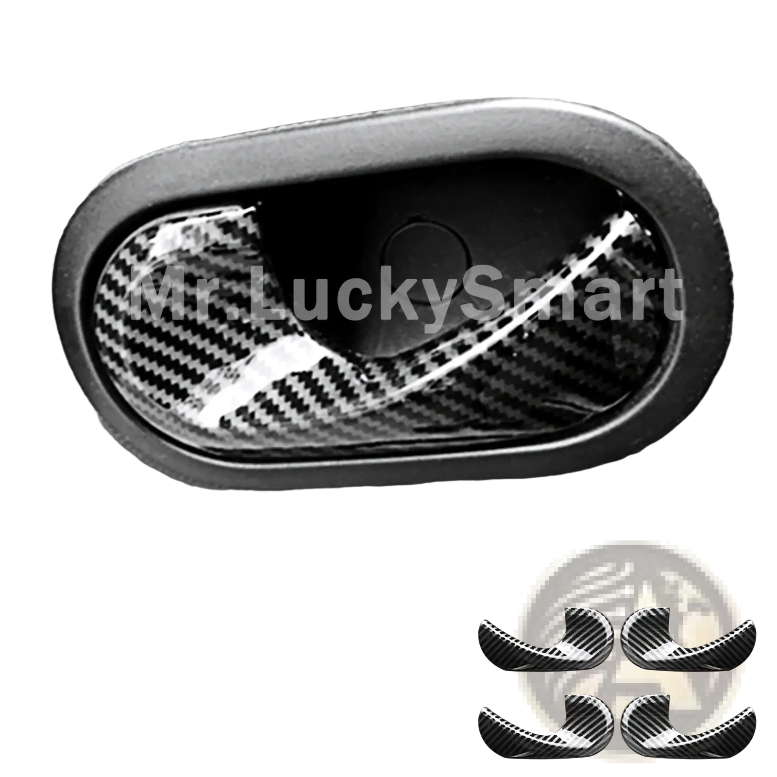 Carbon-fiber styled door handle cover for smart 453 forfour with sleek black and white woven pattern in air vent trim kit