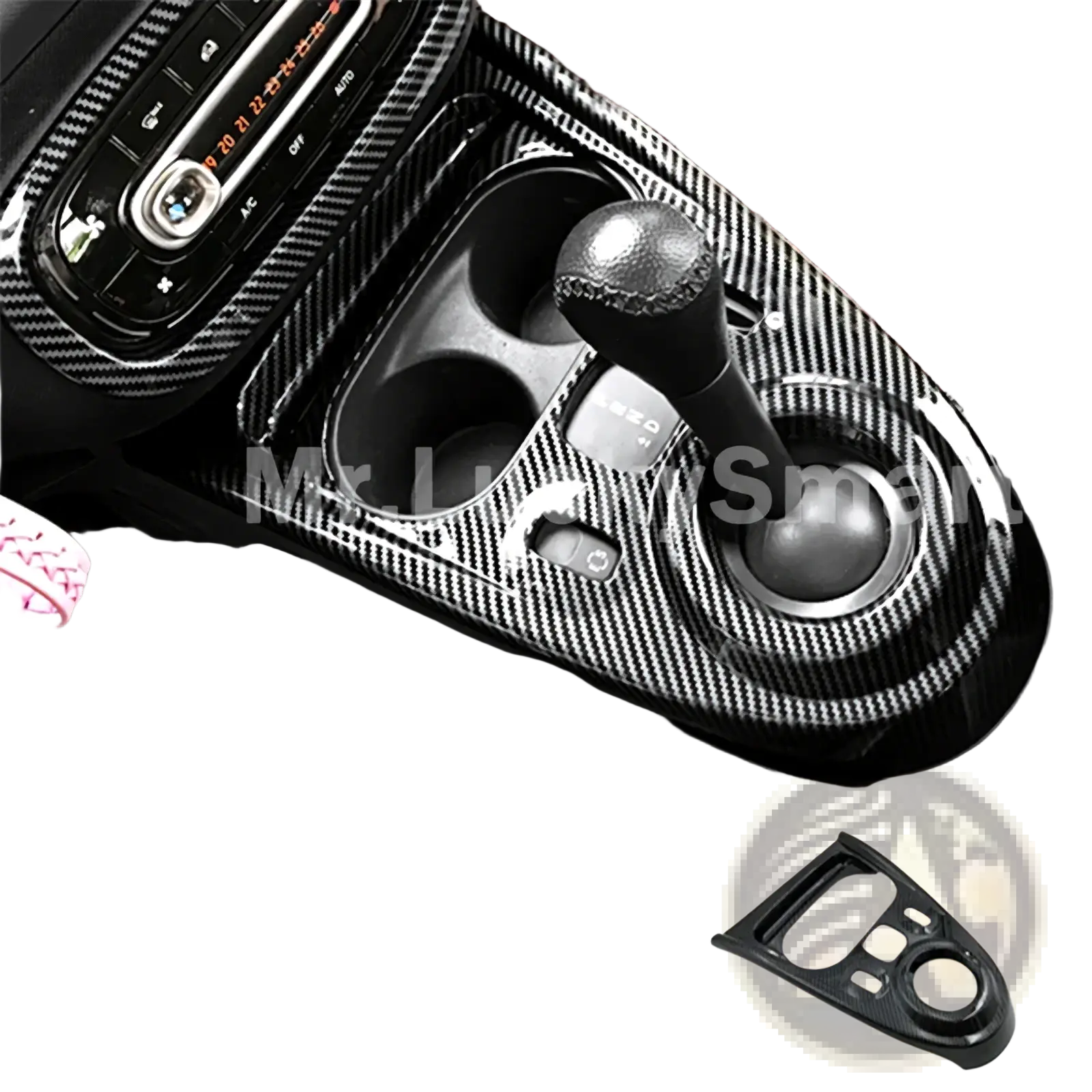 Black carbon fiber air vent trim kit for smart 453 fortwo and forfour center console cover