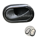Smart 453 carbon fiber door handle trim with sleek black and gray woven pattern and glossy edges for fortwo 453