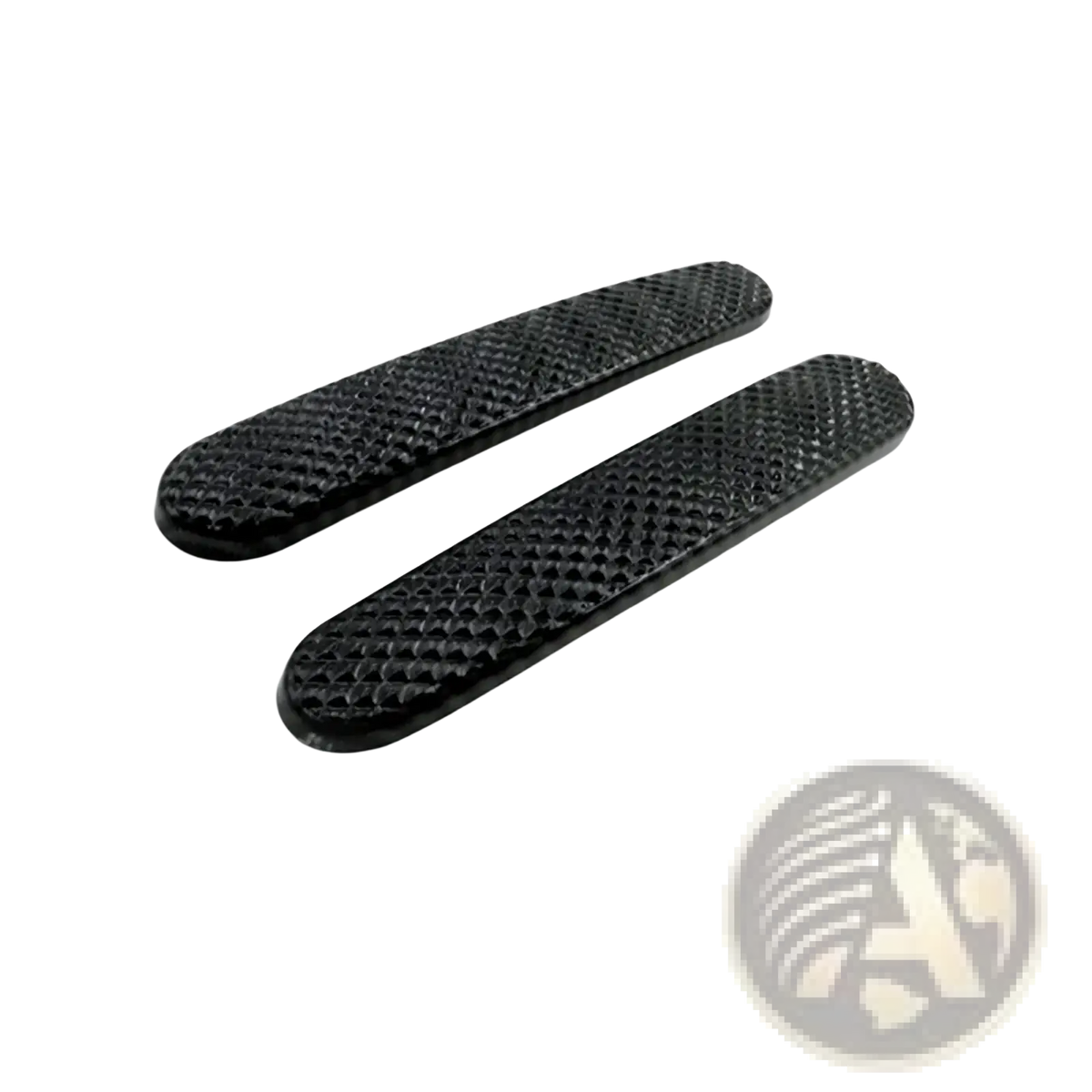 Black textured grip pads for smart 453 fortwo made of carbon fiber for air vent trim kit use, back side shown
