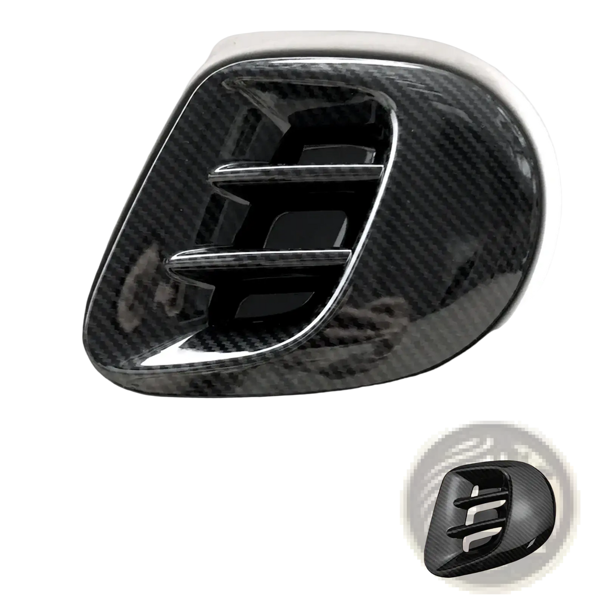 Black carbon fiber air vent trim kit for smart 453 fortwo designed to enhance interior styling and durability