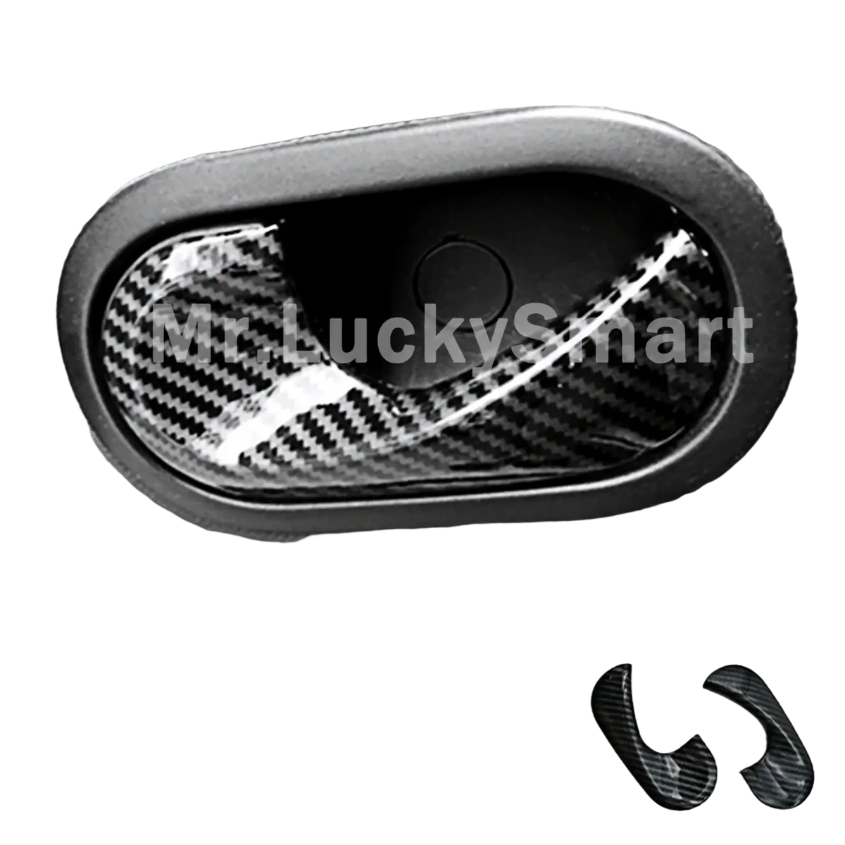Carbon-fiber-style door handle trim in black for smart 453 fortwo featuring sleek lightweight design