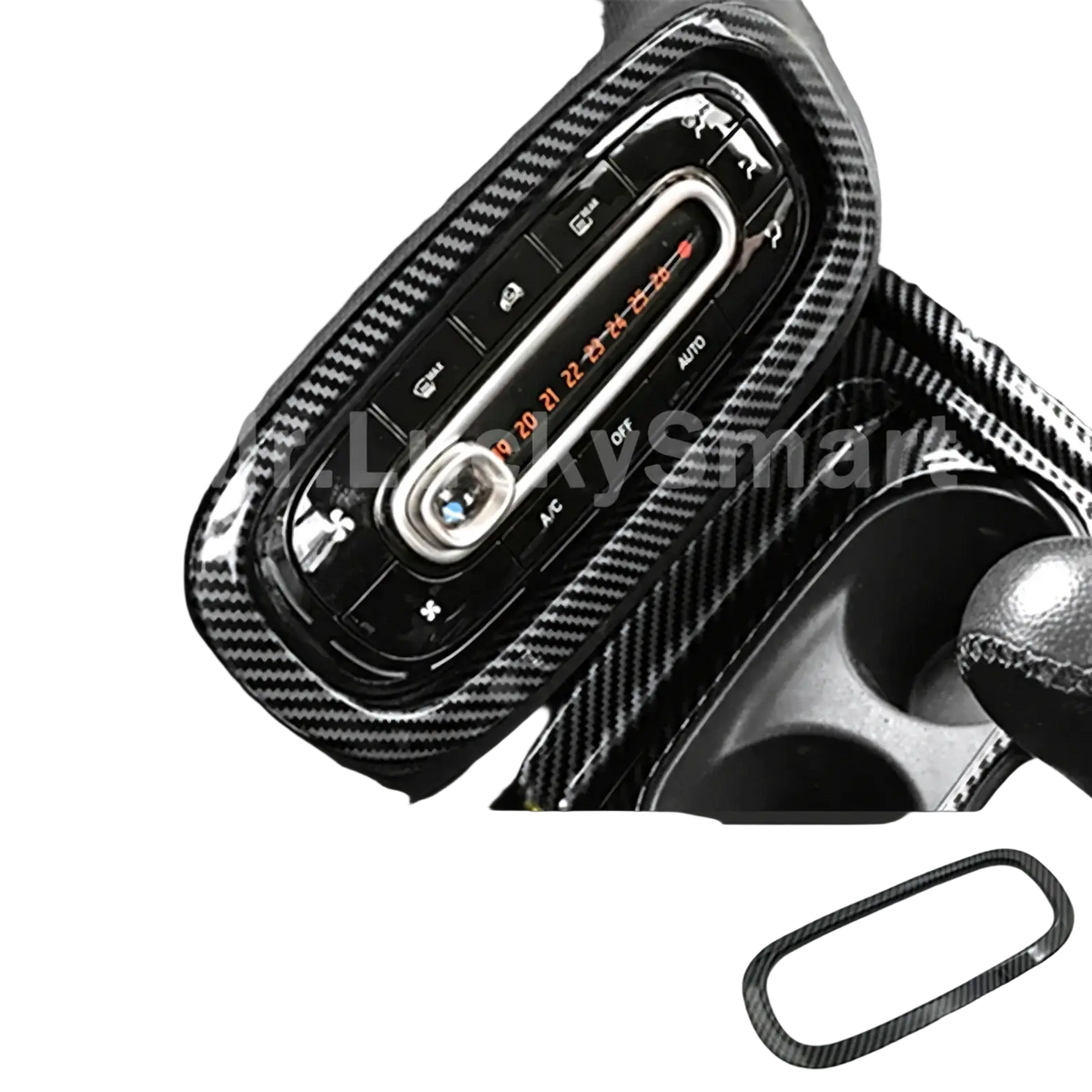 Carbon fiber air vent trim kit in black for smart 453 fortwo forfour climate control panel ring