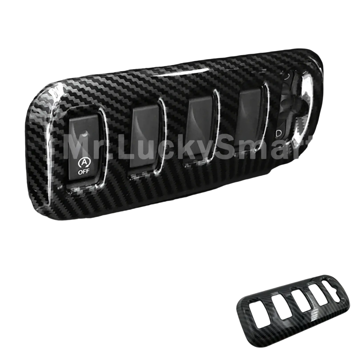 Smart 453 carbon fiber air vent trim kit featuring a carbon-fiber styled black interior control panel cover for 453 fortwo forfour